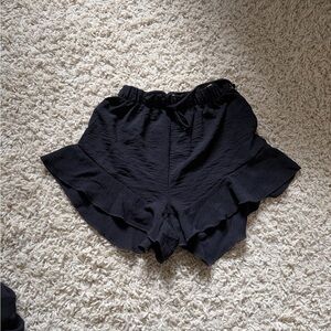 Fashion Nova Black Ruffle Hem Skorts